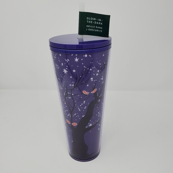 STARBUCKS NWT PURPLE AND BLACK FOREST GLOW IN THE DARK 24 OZ TUMBLER - Picture 7 of 12